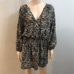 Joie nigh out Dress brown green prints Sz L